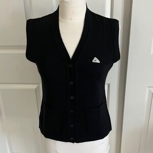 Women's Black 100% Magna Wool Sleeveless Vest